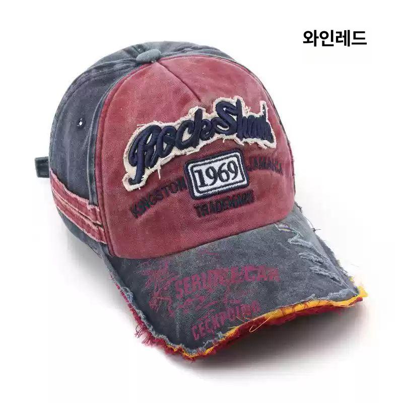 레트로 워싱 빈티지 레터링 오버사이즈 캡 남녀공용 블랙56-58 - 상세 이미지 5