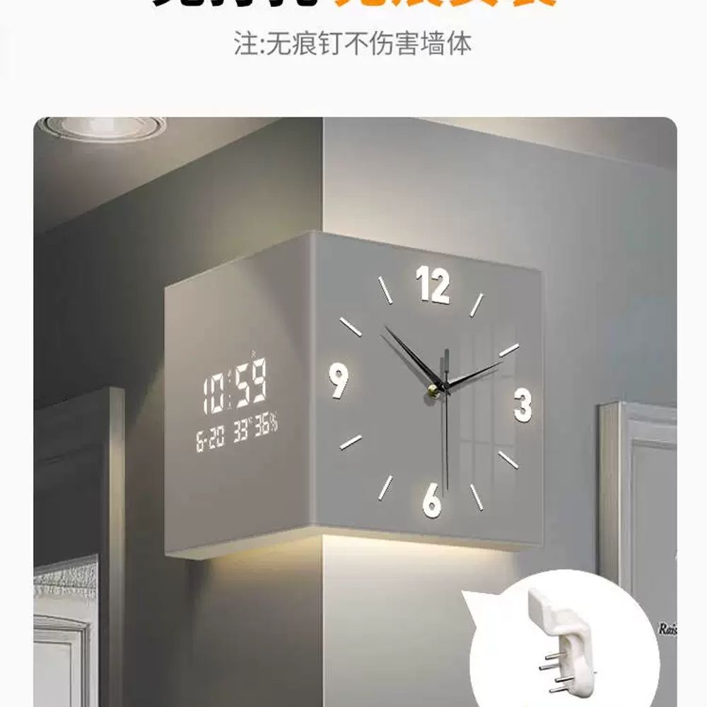 거실 모서리벽시계 달력 무선디지털벽시계 기본형 - 상세 이미지 5