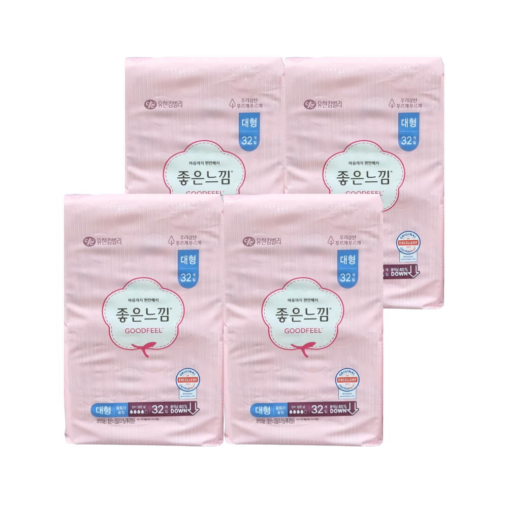 좋은느낌 오리지널 울트라날개 생리대 대형 32개 x4팩 (총128매) - 상품 이미지