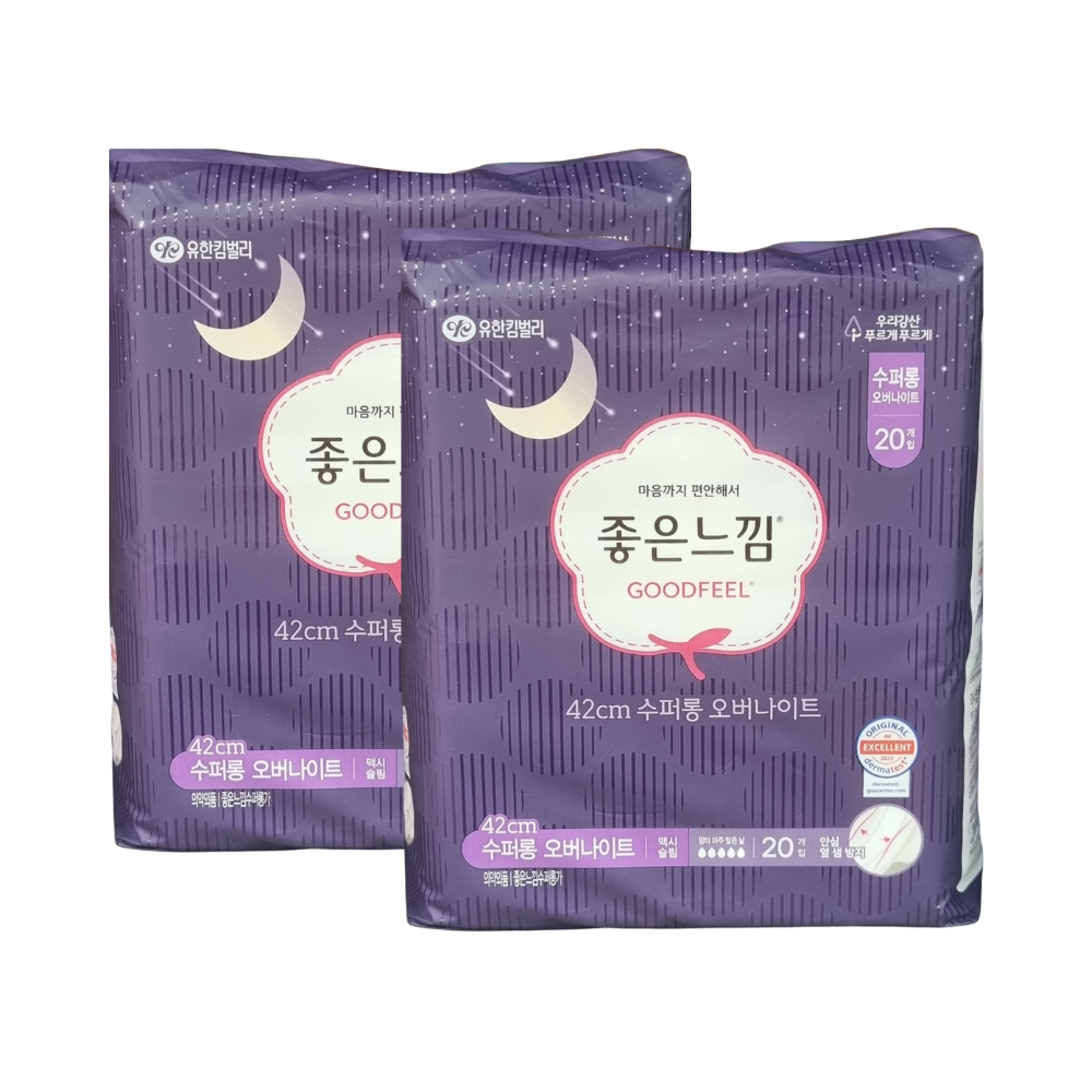 좋은느낌 생리대 슈퍼롱 오리지널 42cm 20개입 x2팩 (총40매) - 상품 이미지