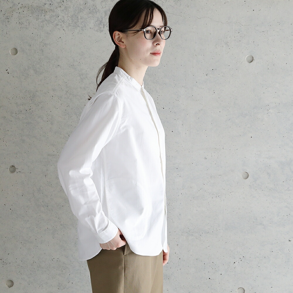 단톤 26FW 긴팔 여성 옥스포드 노카라 셔츠 블라우스 DT-B0279SOX - 상세 이미지 5