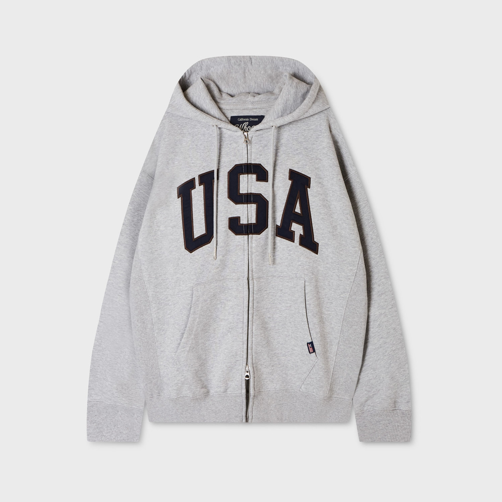 [25% 쿠폰] 후아유 남녀공용 USA 로고 오버핏 후드집업 WHMZG4992U - 상품 이미지