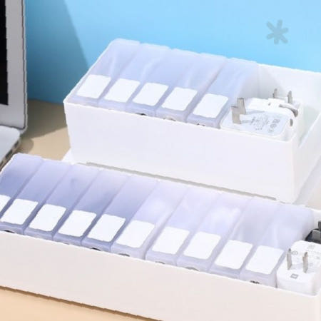 데스크 코드 정리 케이스 충전선 수납 박스 전선 보관함 화이트 대용량