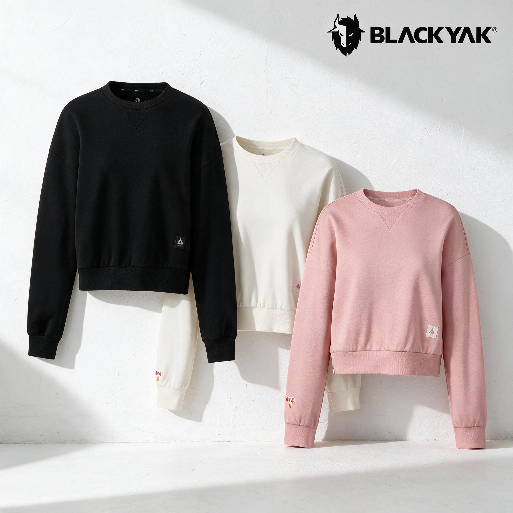블랙야크 여성 긴팔 티셔츠 라운드 크롭 맨투맨 캐주얼 티셔츠 등산복 상의 - 상품 이미지