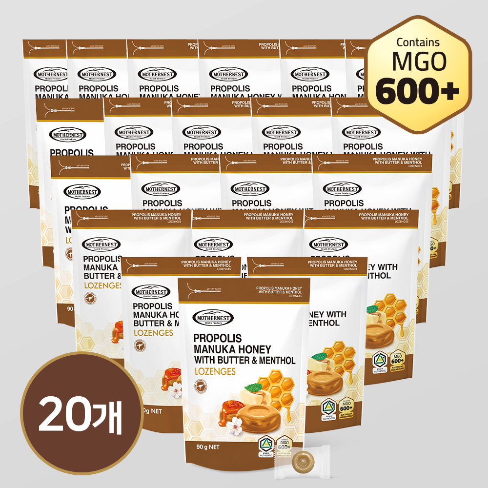 마더네스트 호주산 프로폴리스 마누카허니 버터멘톨 캔디 (MGO600+) 90g, 20개 - 상품 이미지