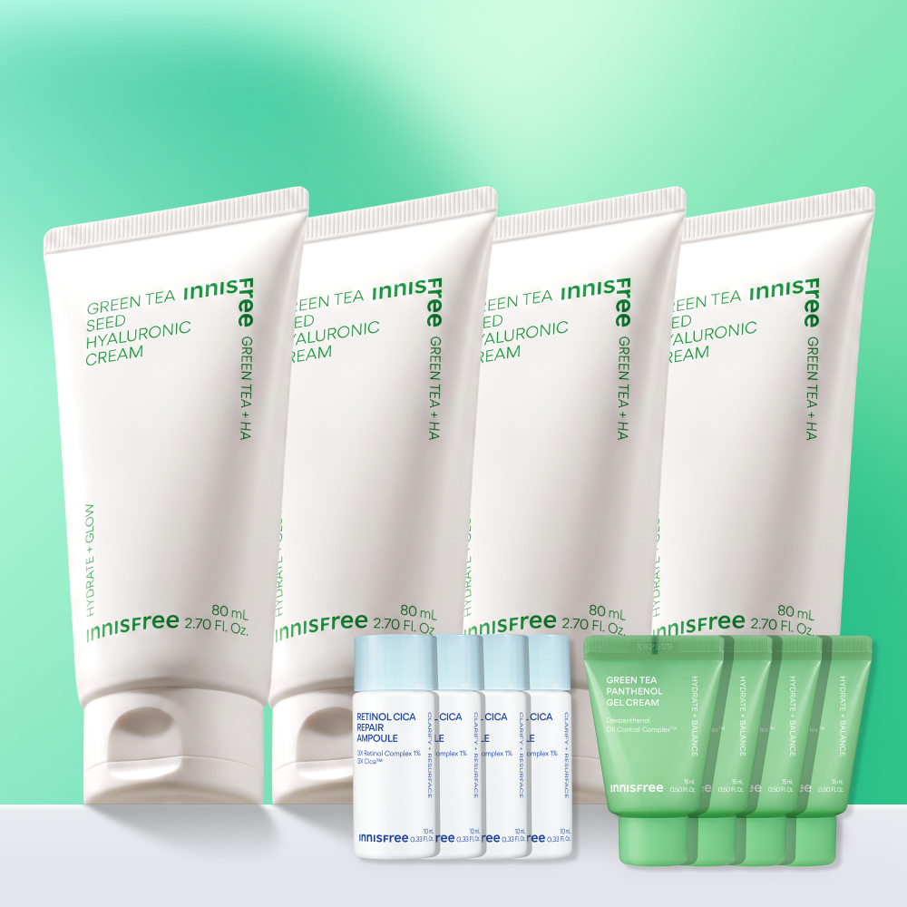 이니스프리 그린티 씨드 히알루론산 보습 속건조 수분크림 80ml, 4개