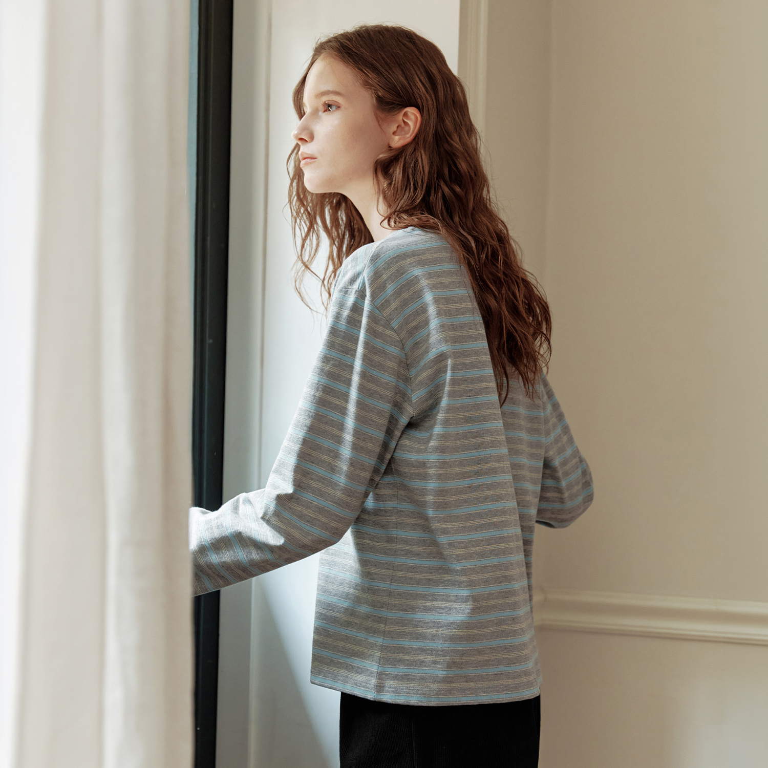 [제로스트릿][2컬러] 멀티 스트라이프 라운드 티셔츠 MULTI STRIPE ROUND T-SHIRT - 상품 이미지