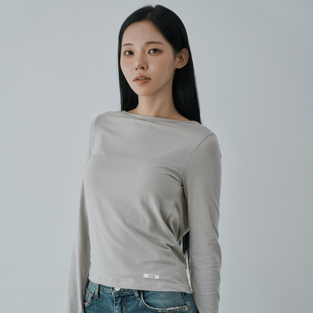 WT-99 백 드레이프 티셔츠 그레이 - 상세 이미지 5