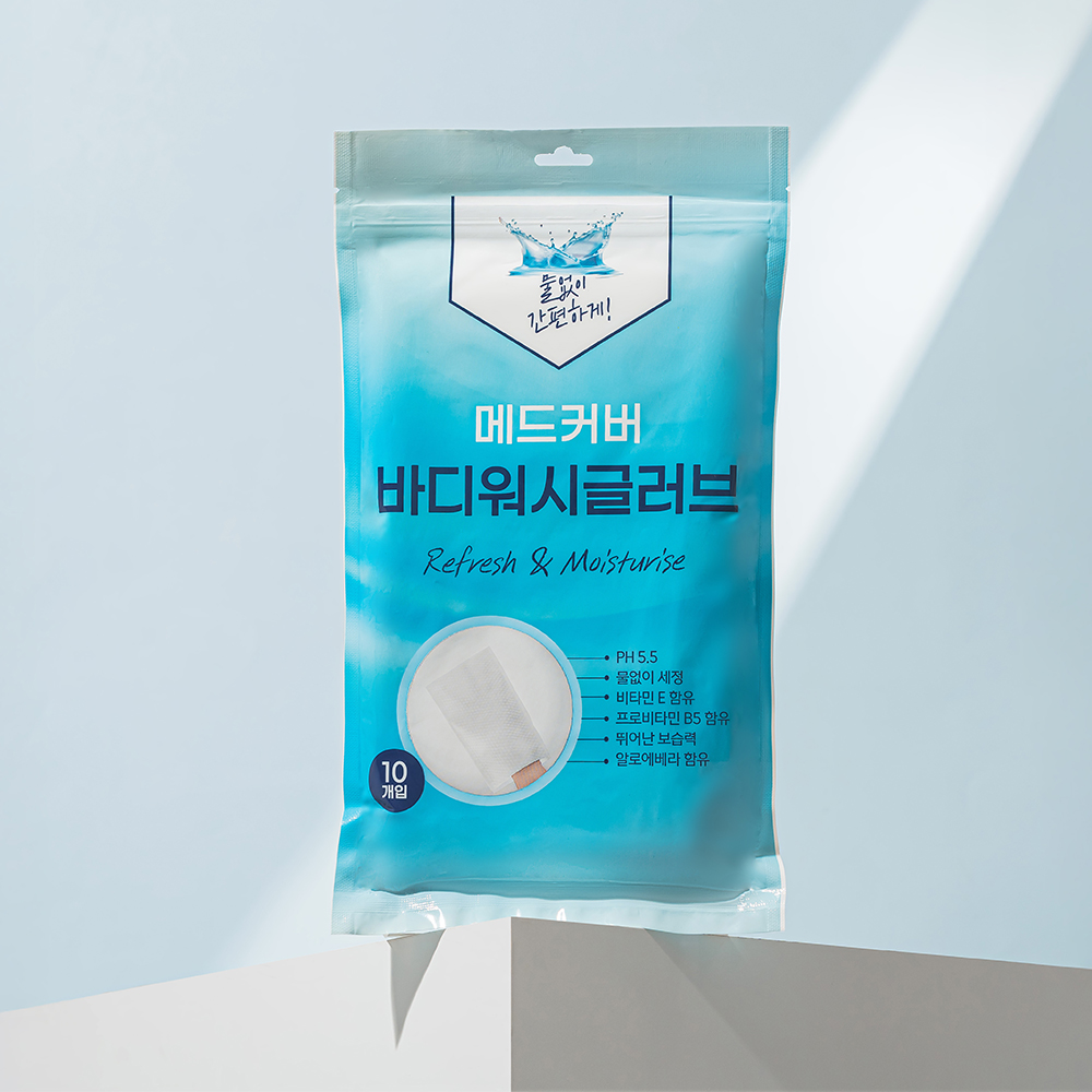 메드커버 바디워시글러브 물 없이 샤워 제왕절개 환자 출산 입원 준비물 14X23cm 10매입 1개 상품 이미지