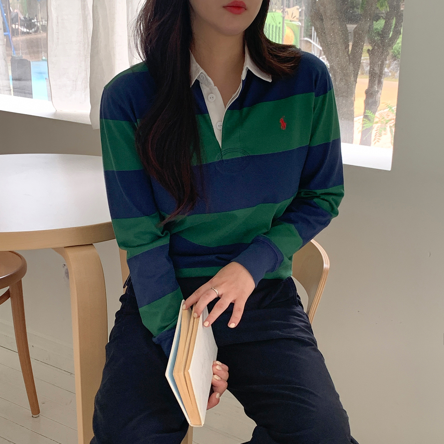 폴로 랄프로렌 럭비 티셔츠 보이즈 스트라이프 - 상세 이미지 4