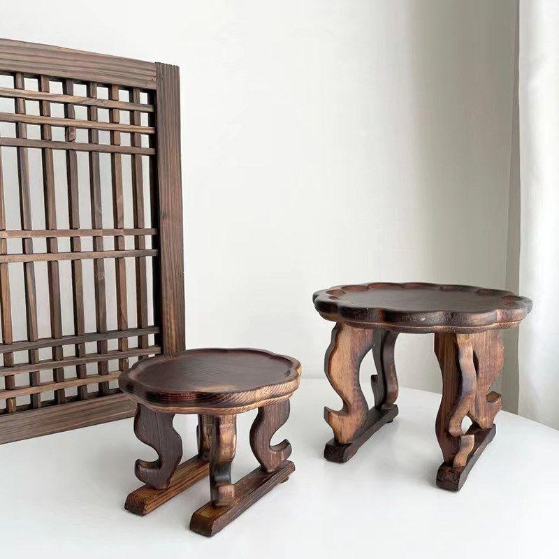 호족반 찻상 다과상 소반 개다리소반 미니 원목 좌식 테이블 직경 20cm x 15cm - 상세 이미지 2