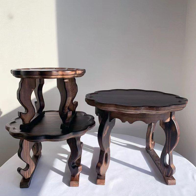 호족반 찻상 다과상 소반 개다리소반 미니 원목 좌식 테이블 직경 20cm x 15cm - 상세 이미지 3
