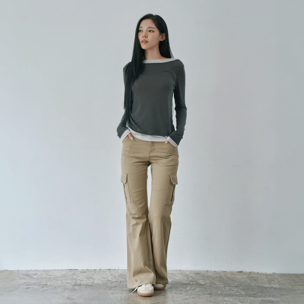 W1154 디링 카고 부츠컷 베이지 - 상세 이미지 4