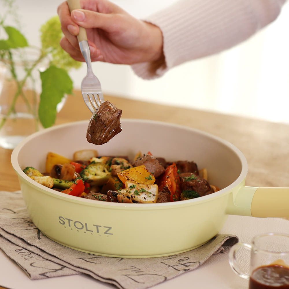 STOLTZ 슈톨츠 쿡웨어 IH 인덕션용 웍팬 궁중팬 28cm, 레몬머랭 이미지 6