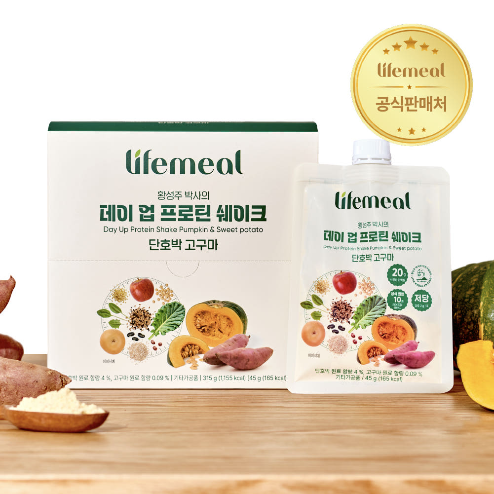 황성주 박사의 데이 업 프로틴 쉐이크 식물성 단백질 파우치 단호박 앤 고구마, 45g, 7개 - 상품 이미지