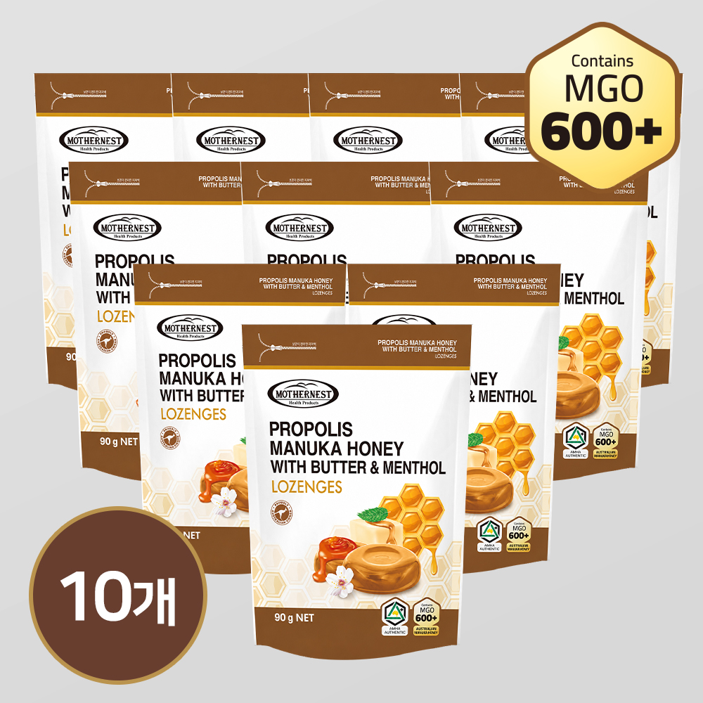 마더네스트 호주산 프로폴리스 마누카허니 버터멘톨 캔디 (MGO600+) 90g, 10개 - 상품 이미지