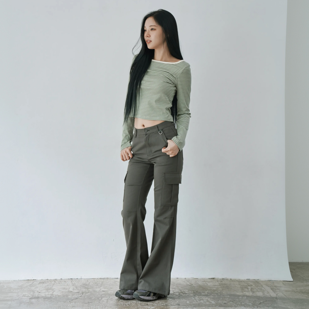 W1154 디링 카고 부츠컷 차콜 - 상세 이미지 4