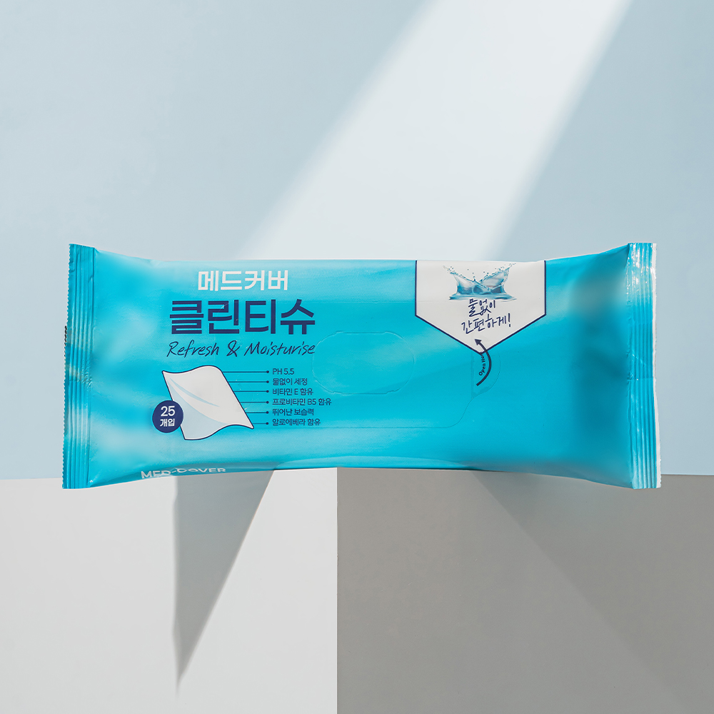 메드커버 Y존 회음부 클린티슈 물없이 샤워 출산 입원 준비물 물티슈 20X25cm 티슈 25매입 1개 상품 이미지