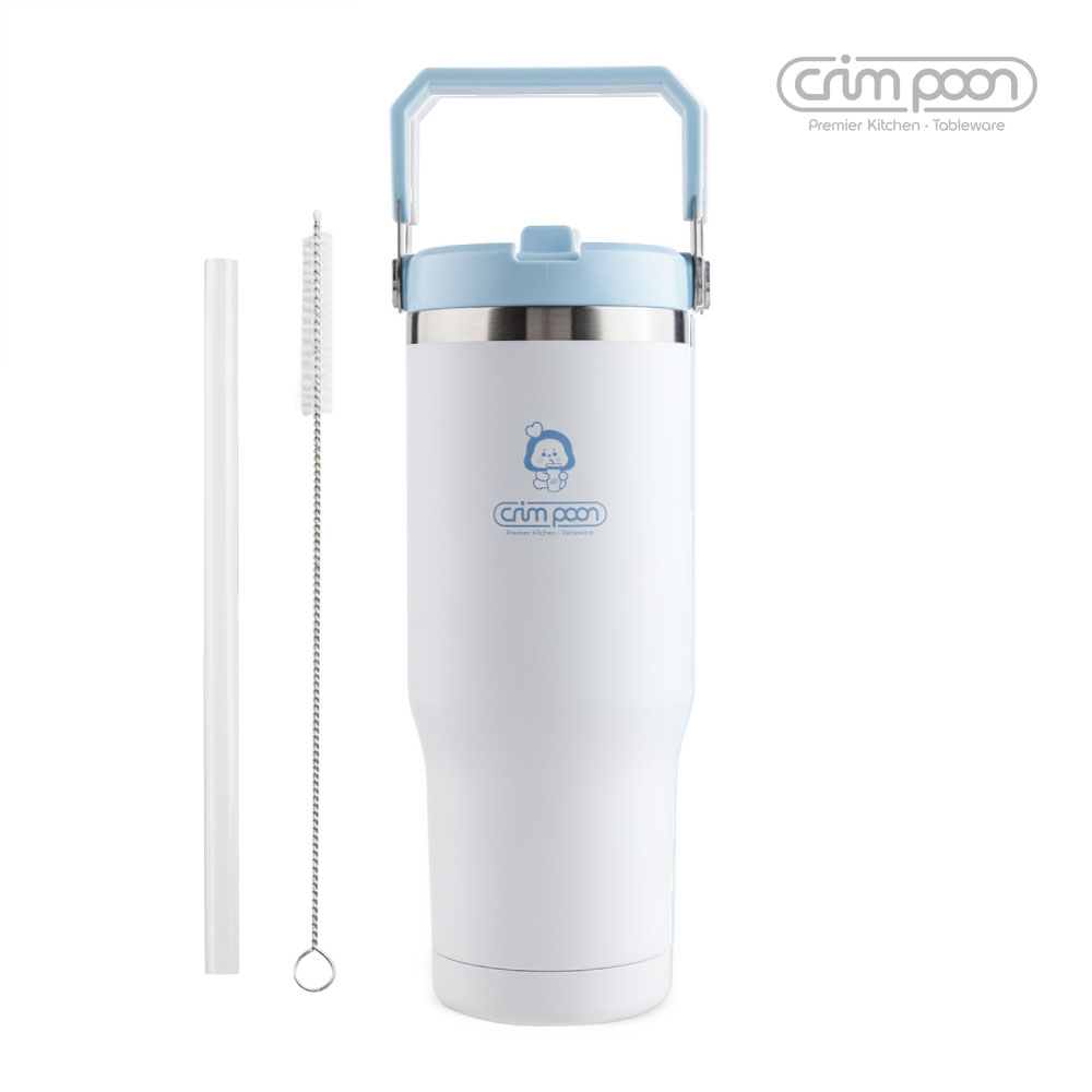 크림푼 푸푸리 대용량 손잡이 텀블러 950ml, 화이트 - 상품 이미지