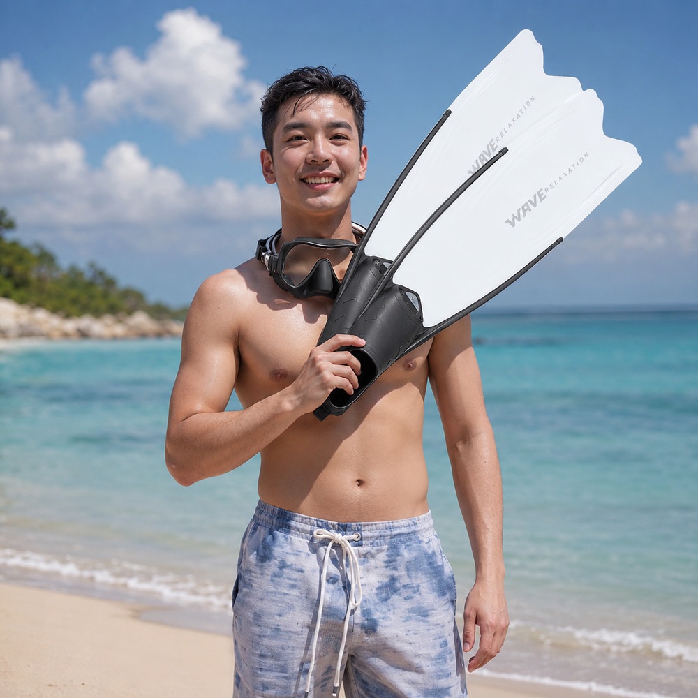 롱핀 강습용 스노쿨링 탄소 섬유 바다 수영 해변 레저 편안한 착용감 안정적 추진력 오리발 - 상품 이미지