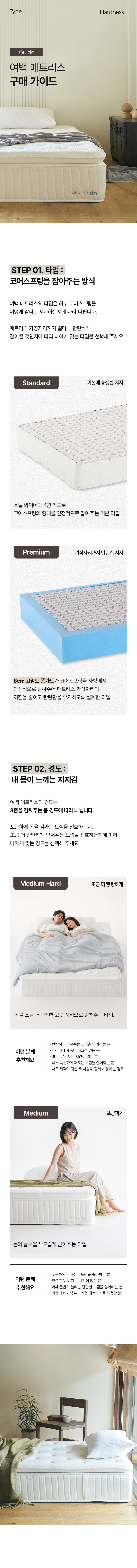 여백 필로우탑 탄탄한 스프링 매트리스 S(싱글)1000, 미디엄 판매처 상세 정보 이미지 4