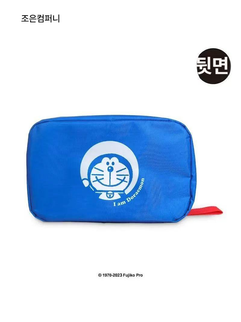 도라에몽 세면도구 화장품 파우치 방수 접이식 여행용 다기능 수납 걸이형 가방 백 메이크업 블루 - 상세 이미지 3