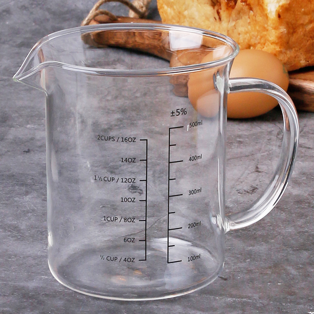 내열유리 계량컵 대용량 미니 커피 이유식 계량컵 비이커 비커 500ml, 1개 - 상품 이미지