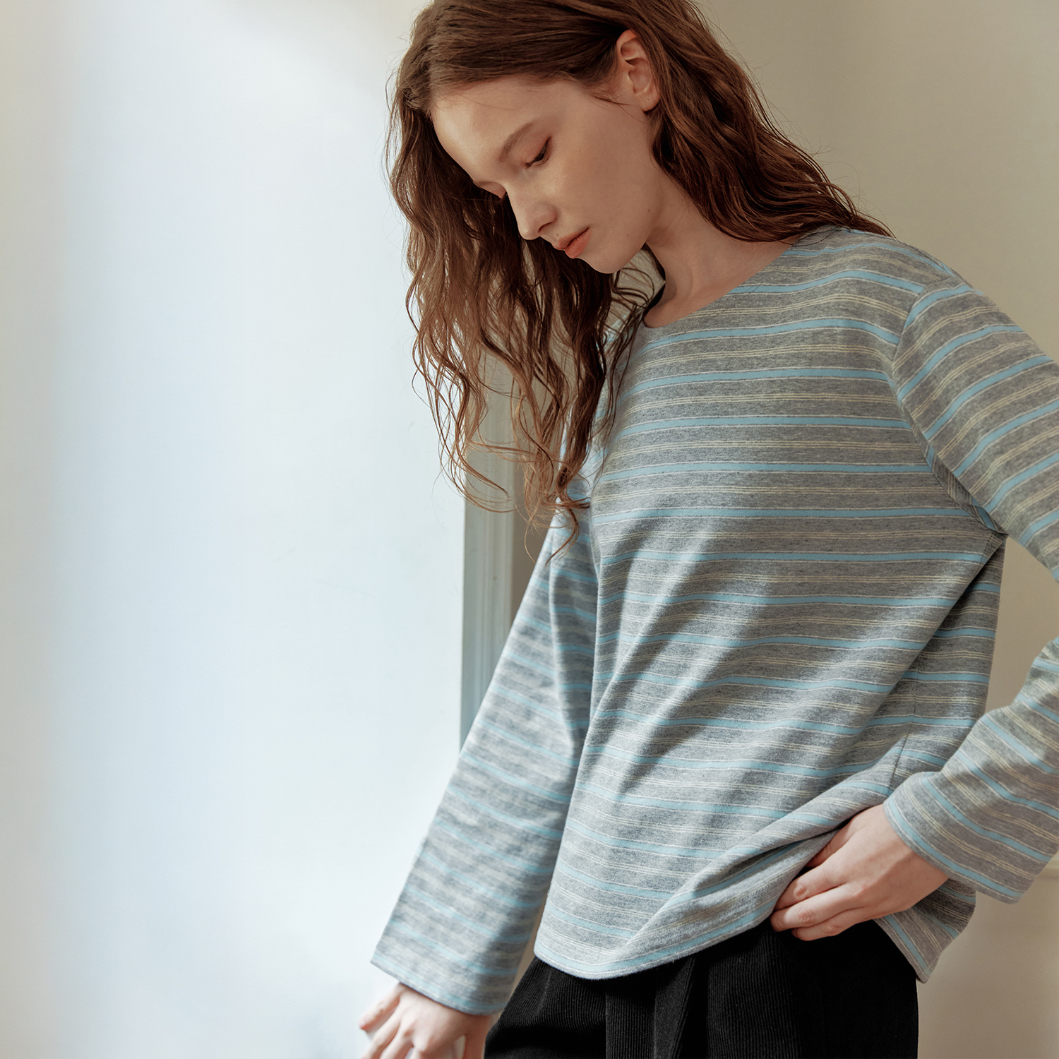 [제로스트릿][2컬러] 멀티 스트라이프 라운드 티셔츠 MULTI STRIPE ROUND T-SHIRT - 상세 이미지 3