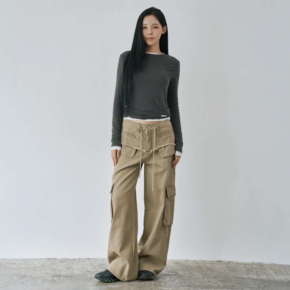 W1155 다잉구제 카고 팬츠 카키 - 상세 이미지 2