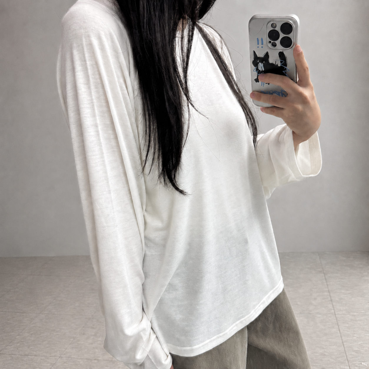 여성 나그랑 티셔츠 루즈핏 롱슬리브 가을 간절기 이너 레이어드 오버핏 데일리 긴팔티 - 상세 이미지 3