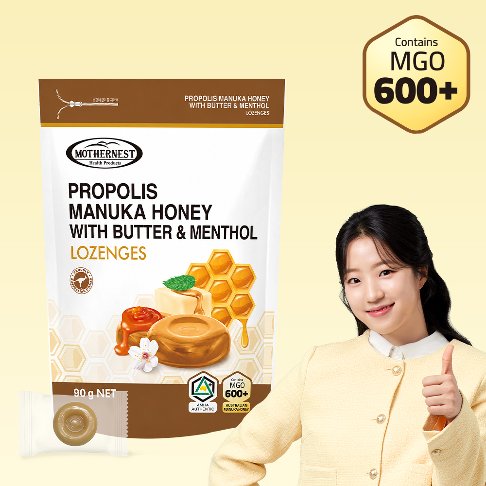 마더네스트 호주산 프로폴리스 마누카허니 버터멘톨 캔디 (MGO600+) 90g, 1개 - 상품 이미지