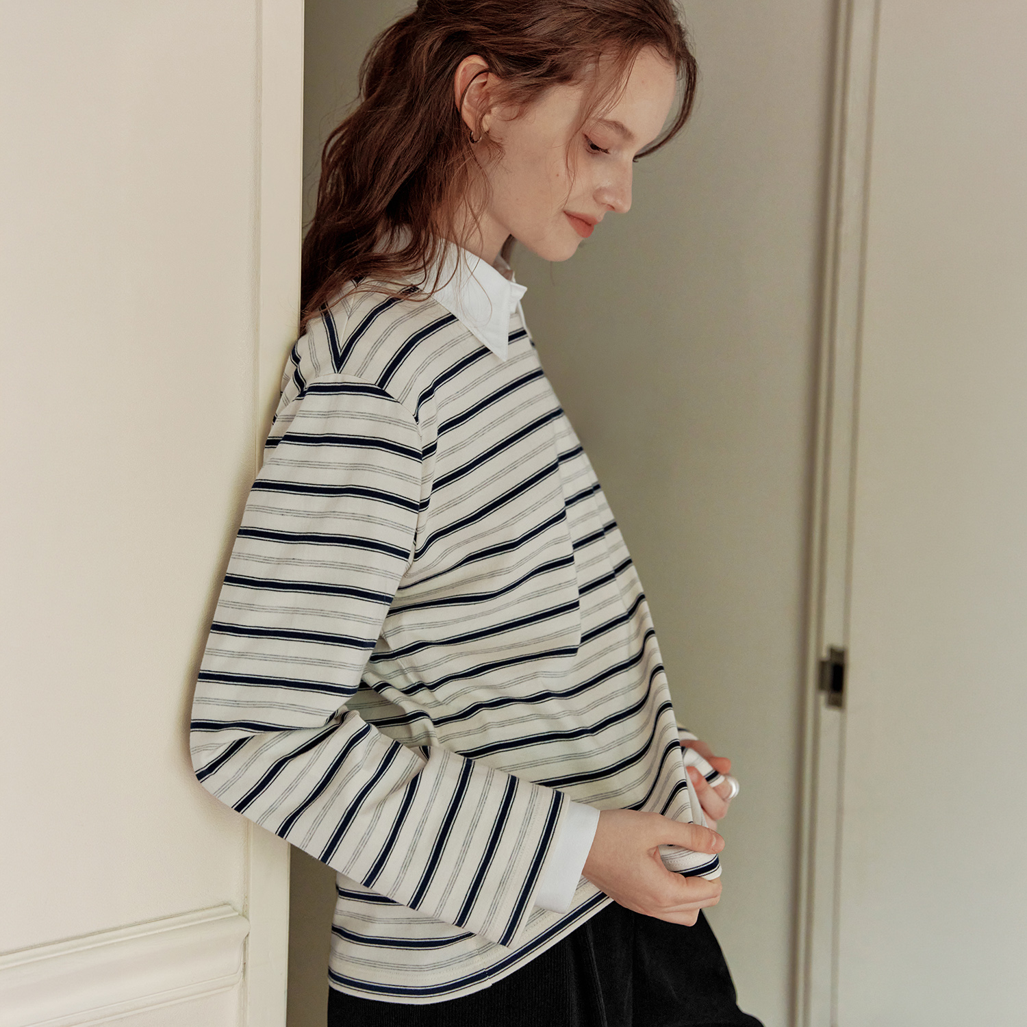 [제로스트릿][2컬러] 멀티 스트라이프 라운드 티셔츠 MULTI STRIPE ROUND T-SHIRT - 상세 이미지 5