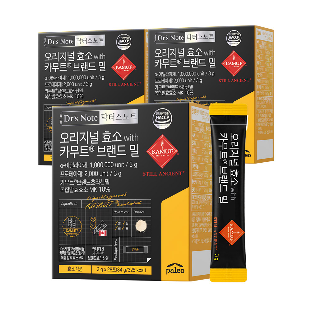 팔레오 오리지널 카무트 효소 105만 이상 역가 28포, 3개 - 상품 이미지