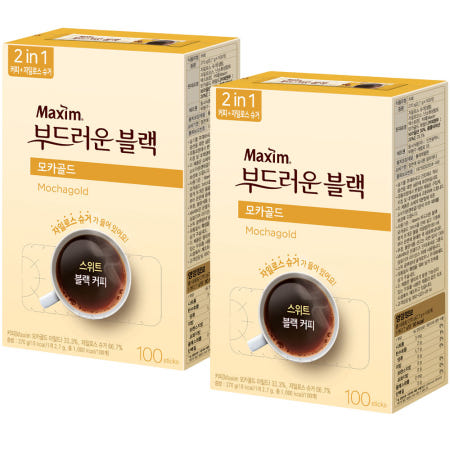 맥심 부드러운 블랙 모카골드 100T X 2개 설탕 커피믹스