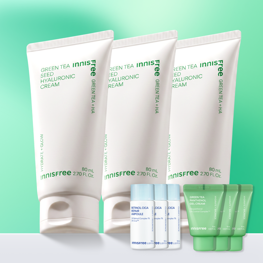이니스프리 그린티 씨드 히알루론산 보습 속건조 수분크림 80ml, 3개