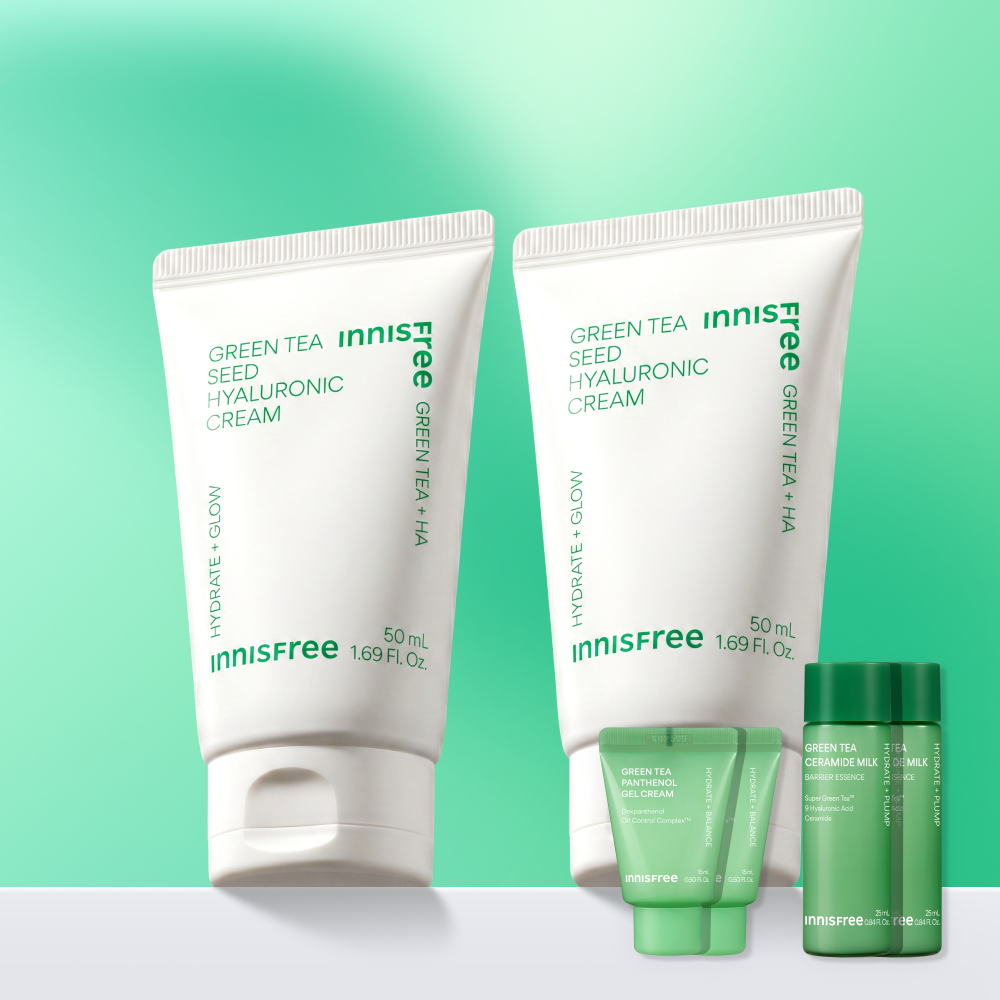 [더블구성] 이니스프리 그린티 씨드 히알루론산 보습 속건조 수분크림 50ml, 2개