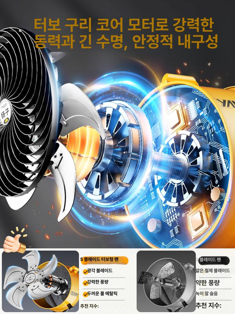산업용 배풍기 송풍기 덕트 이동식 공업용 배기 환풍기 공장 데스크탑 400-220V-3m케이블 가변 주파수 4 단 - 상세 이미지 3