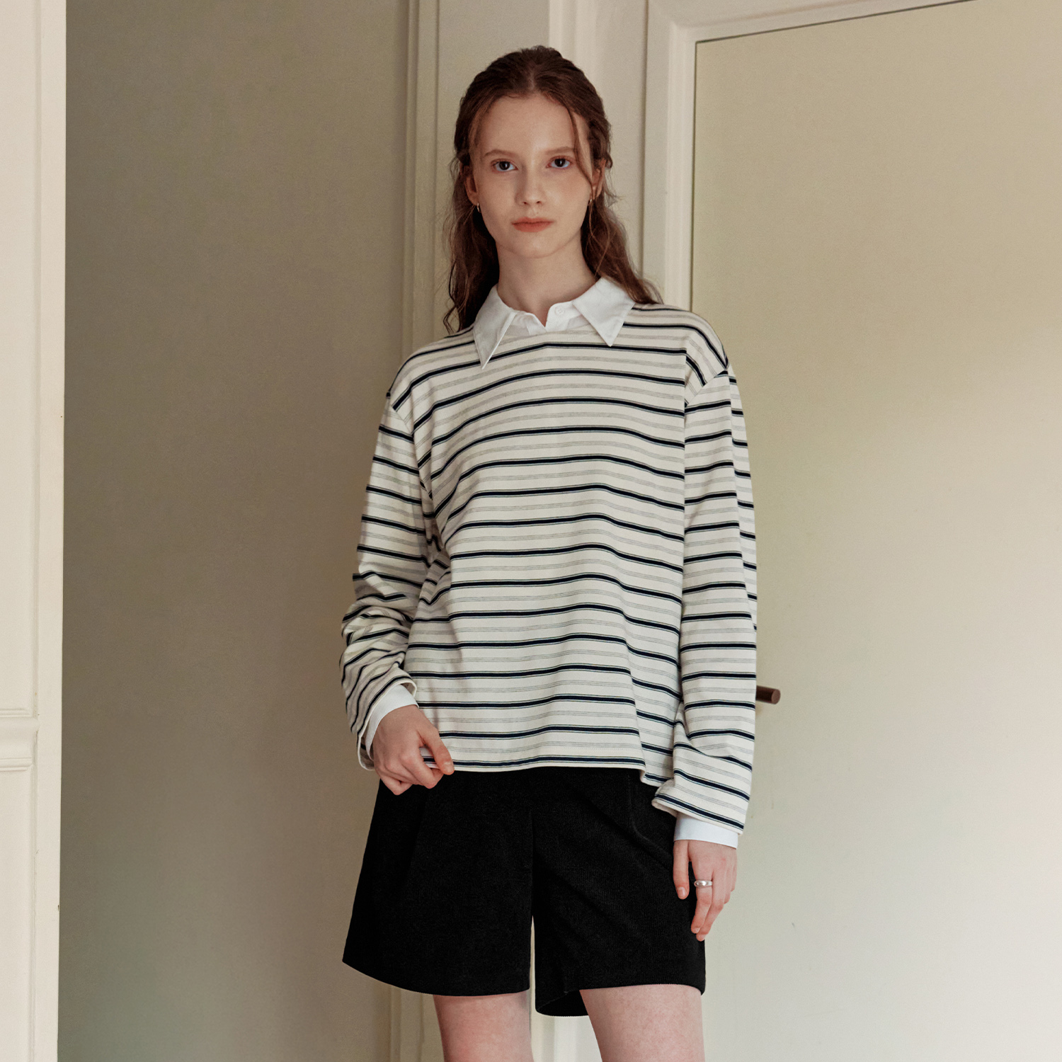[제로스트릿][2컬러] 멀티 스트라이프 라운드 티셔츠 MULTI STRIPE ROUND T-SHIRT 이미지 6