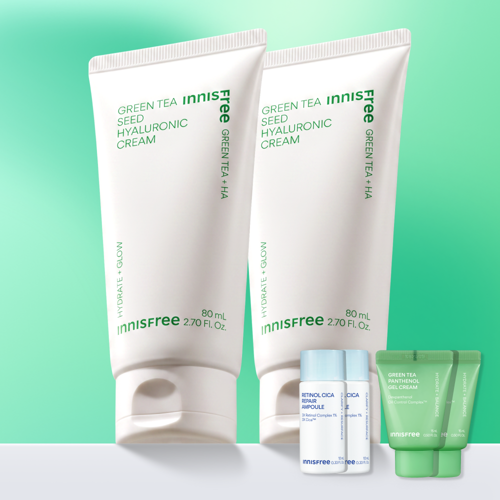 [더블구성] 이니스프리 그린티 씨드 히알루론산 보습 속건조 수분크림 80ml, 2개
