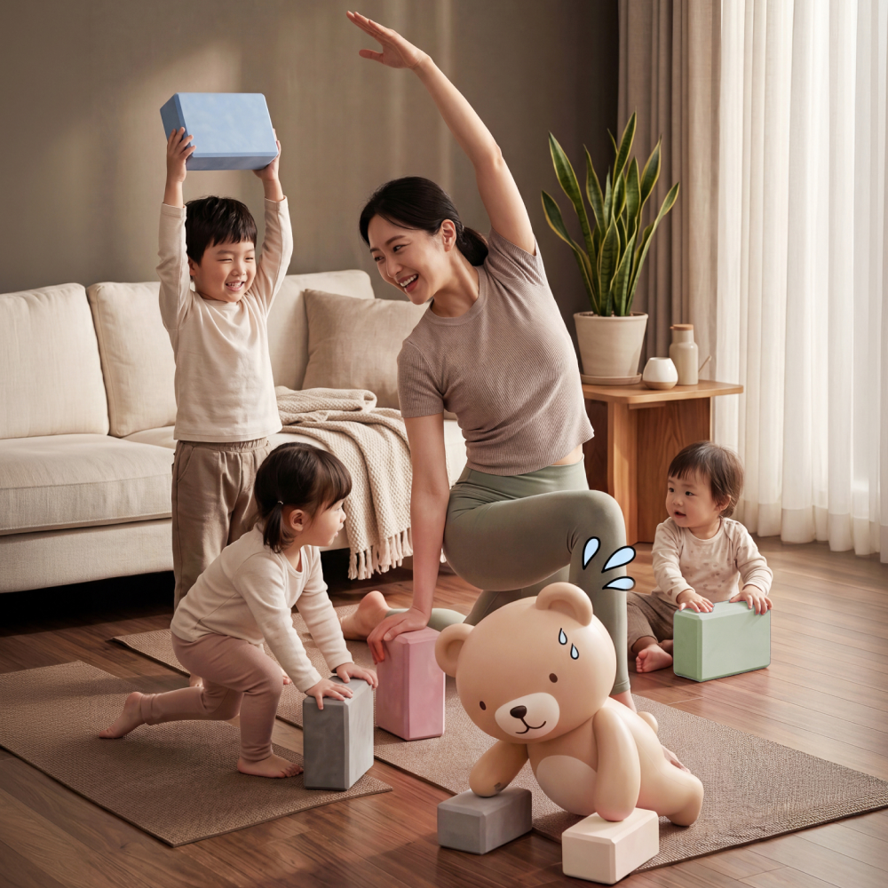 (2P)자니베어 아이부터 함께쓰는 프리미엄 고밀도 EVA 요가블럭 필라테스 스트레칭 푸쉬업 - 상세 이미지 3