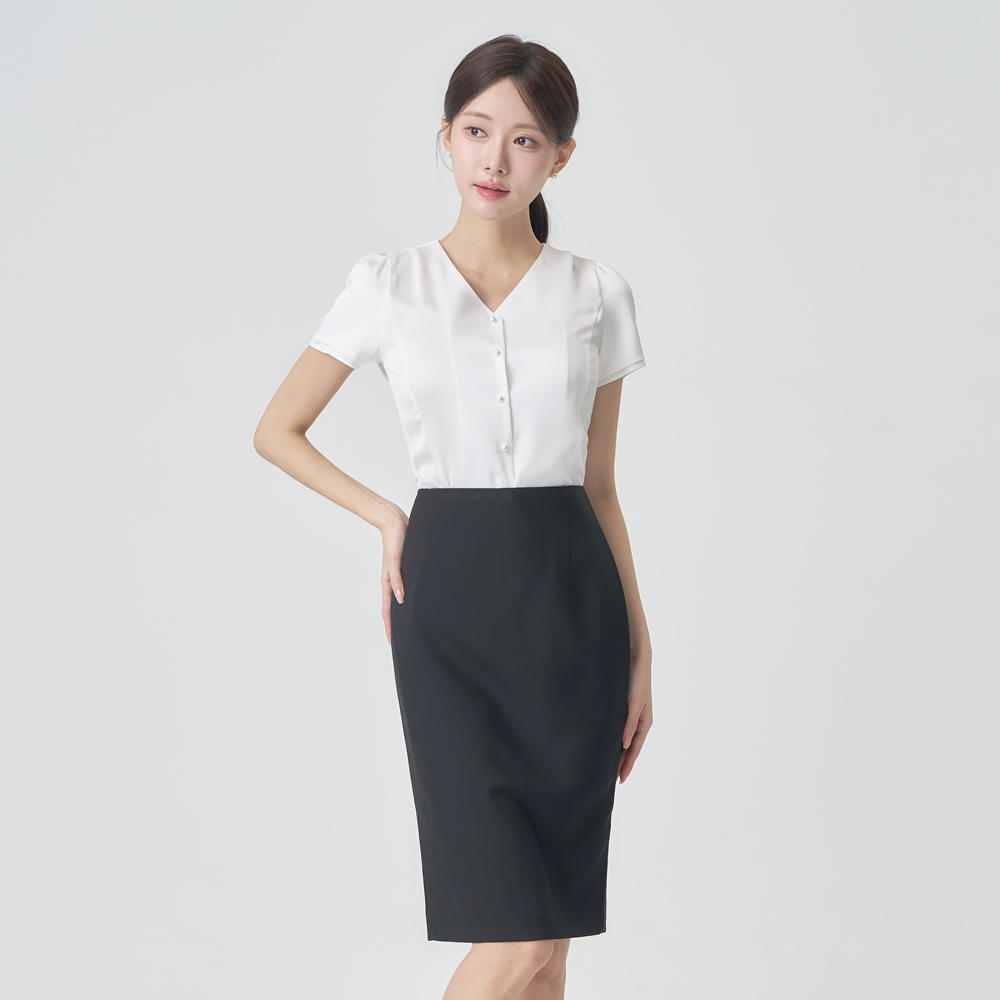 정장스커트 면접치마 [심플 반 하이웨스트] - 상세 이미지 2