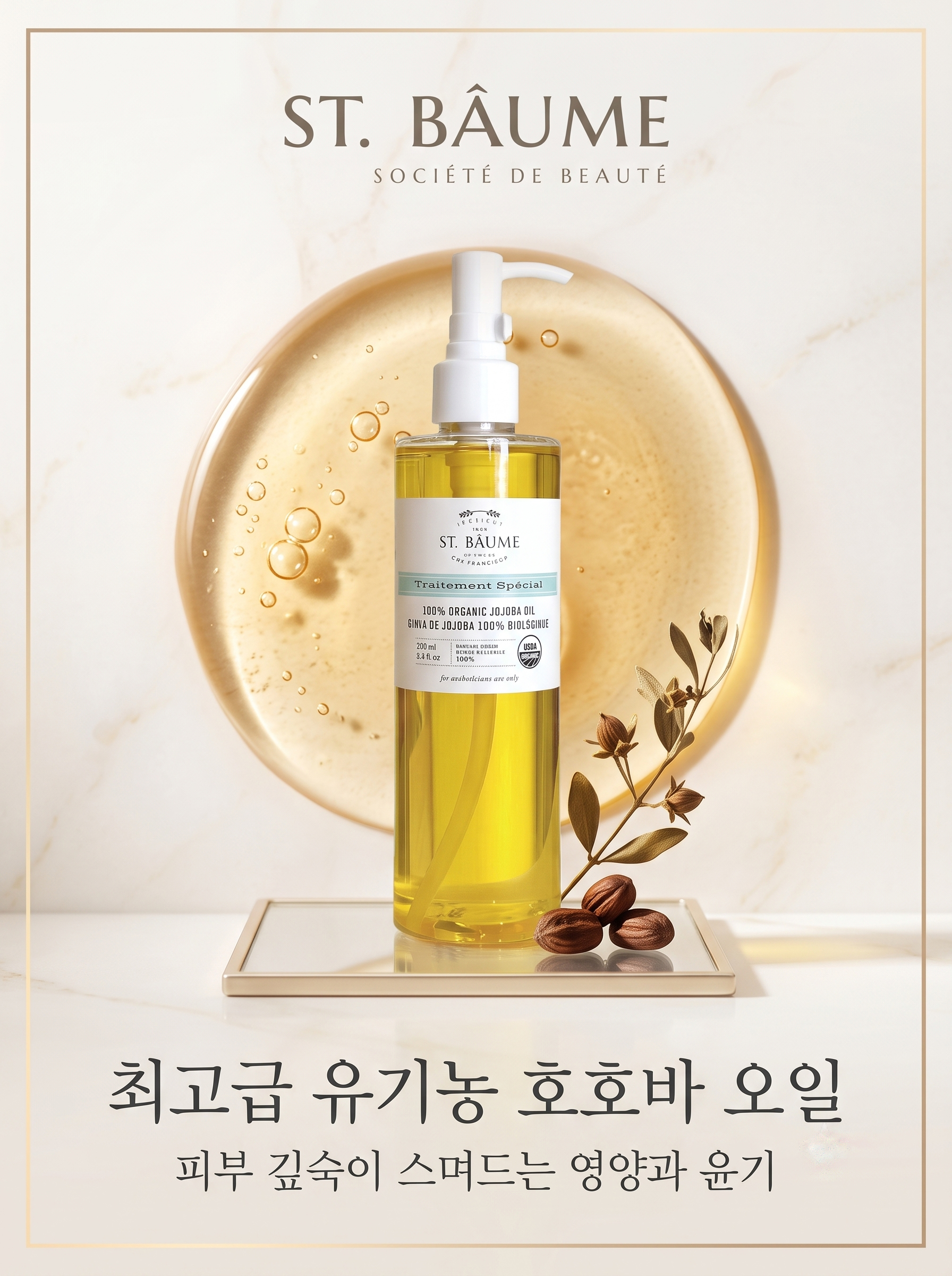 생봄 (ST. BAUM) 100% 유기농 비건 호호바오일 60ml 250ml, 1개 - 상품 이미지