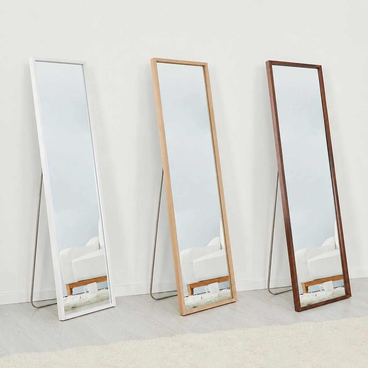 국산 선명한 모던 접이식 스탠드 전신거울 40x150cm - 상품 이미지