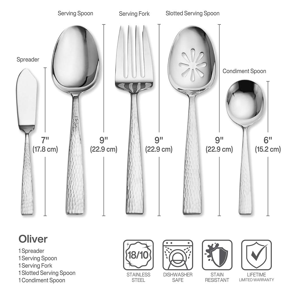 Mikasa Oliver 커트러리 양식기 12인용 65P 새틴 해머드 손님상차림 - 상세 이미지 2