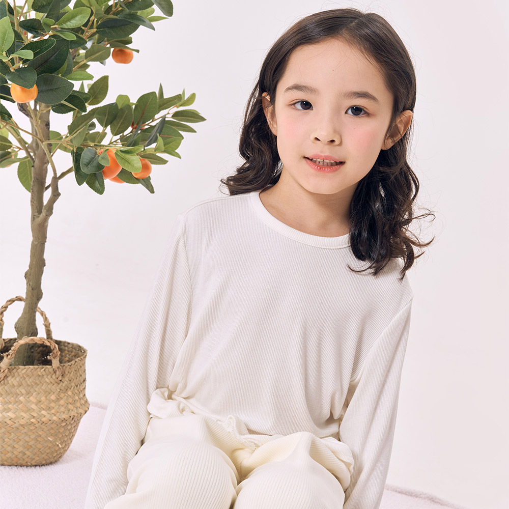 [최초공개] 로엠걸즈 프릴 골지 티셔츠 RGLA26W1P - 상품 이미지