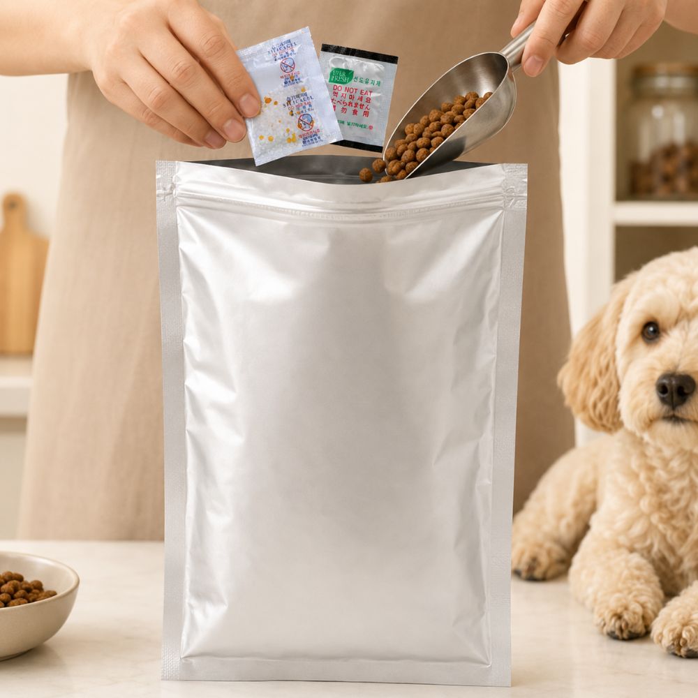 강아지 고양이 사료 소분 팩 세트 1kg 습기제거제 산소흡수제 20x30cm, 10매, 1개 - 상품 이미지