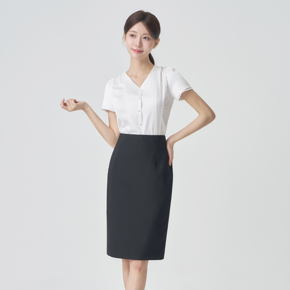 정장스커트 면접치마 [심플 반 하이웨스트] - 상세 이미지 4