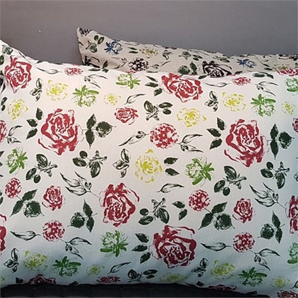 꽃무늬 린넨 베개 커버 플라워 장미 베개 커버 빈티지 - 메인 이미지