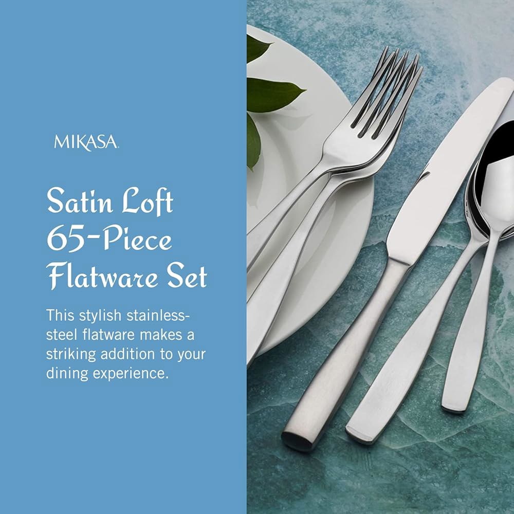 12인용 커트러리 세트 65P 18/10 스테인리스 새틴 홈다이닝 Mikasa Satin Loft - 상세 이미지 3