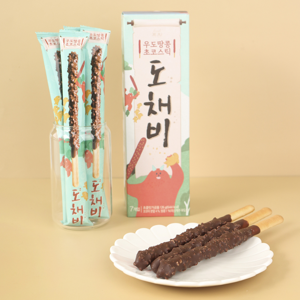제주 우도땅콩 초코스틱 도채비 땅콩 왕빼빼로 제주기념품 - 상품 이미지